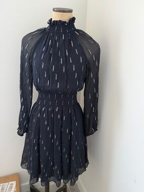 Rebecca Taylor Silk Dress in Navy Size 4